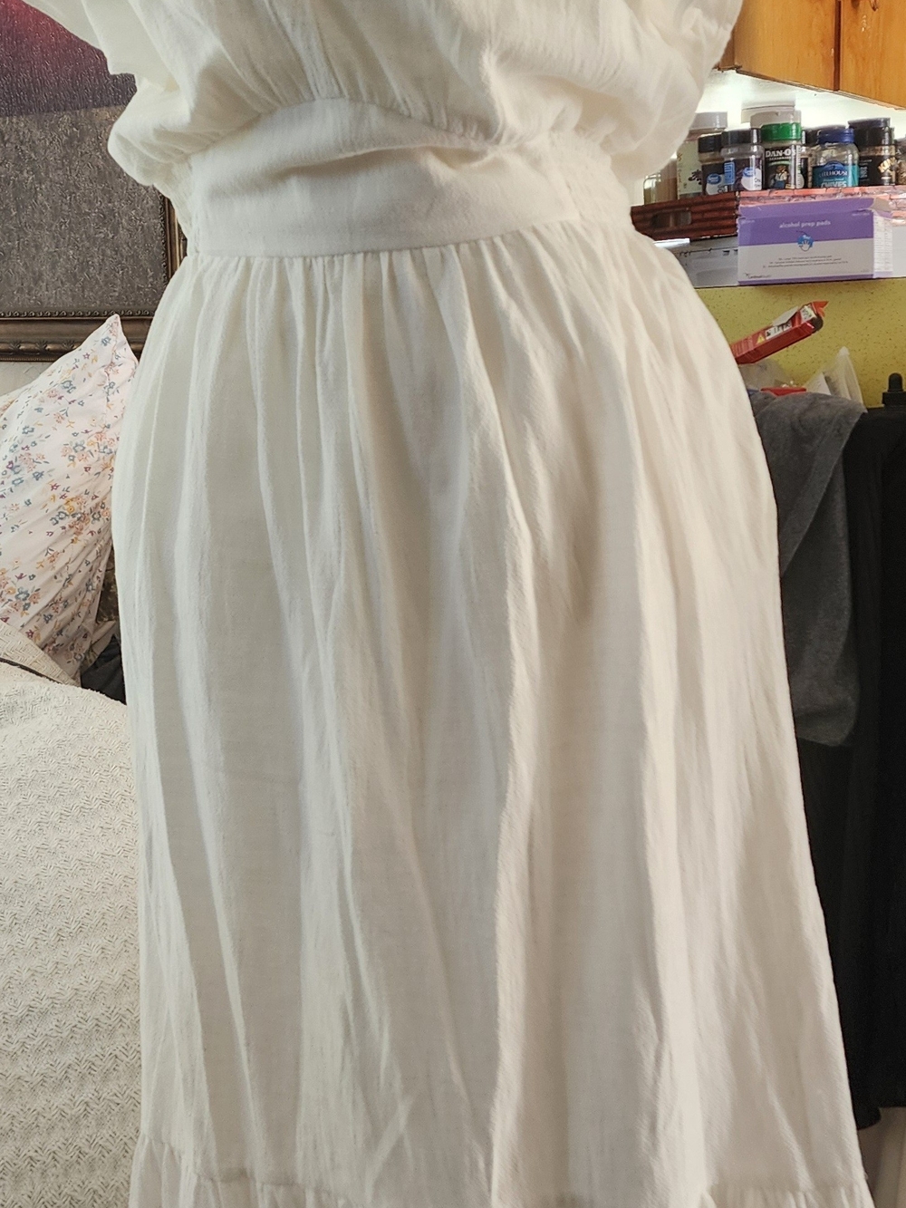 Women’s White Cotton Midi Skirt Sz LRG